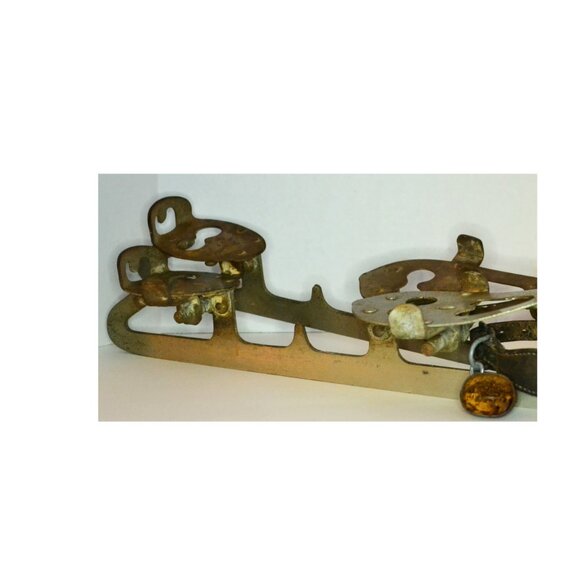 Antique Cast Steel Clamp-On Ice Skates Floral Bell  Victorian Winter Decor - Picture 3 of 6